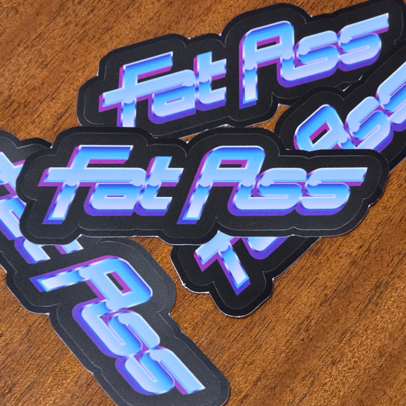 Blue Chrome Fat Ass - Slap Sticker